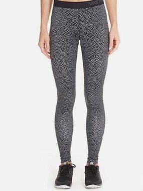 Nike Pro Womens Sz L Compression Polka Dot Leggings Black White 685125 010